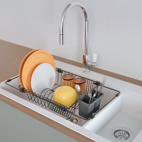 Scurgător de vase negru mat din oțel Lava – Metaltex-image-1