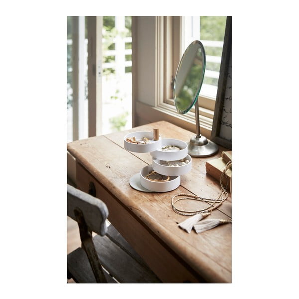 Cutie de bijuterii cu detalii din lemn de fag YAMAZAKI Tosca, alb-image-2