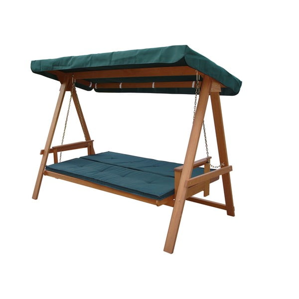 Balansoar de grădină verde/ din lemn Vegas Lux - Rojaplast-image-1