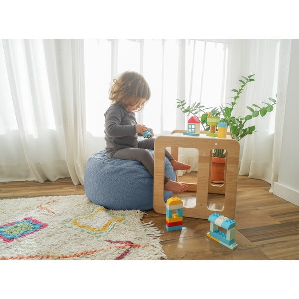 Puf de copii gri cu tapițerie din stofă bouclé Blue – Really Nice Things-image-1