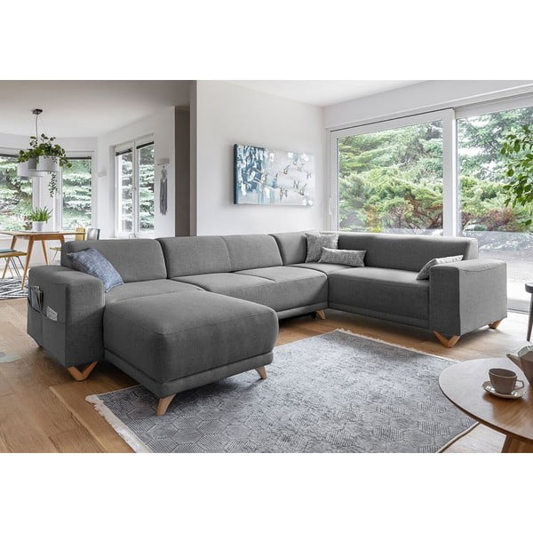 Colțar gri extensibil/cu spațiu de depozitare (cu colț pe partea dreaptă/în formă de "U") Classy Sophie – Miuform-image-3