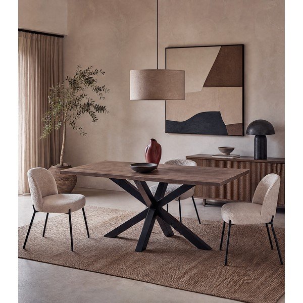 Masă de dining cu blat cu aspect de lemn de nuc 100x180 cm Comba – Marckeric-image-1