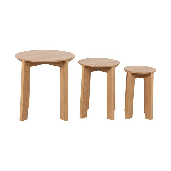 Măsuțe auxiliare rotunde 3 buc. în decor de stejar ø 50 cm Maxime - Actona-image-4