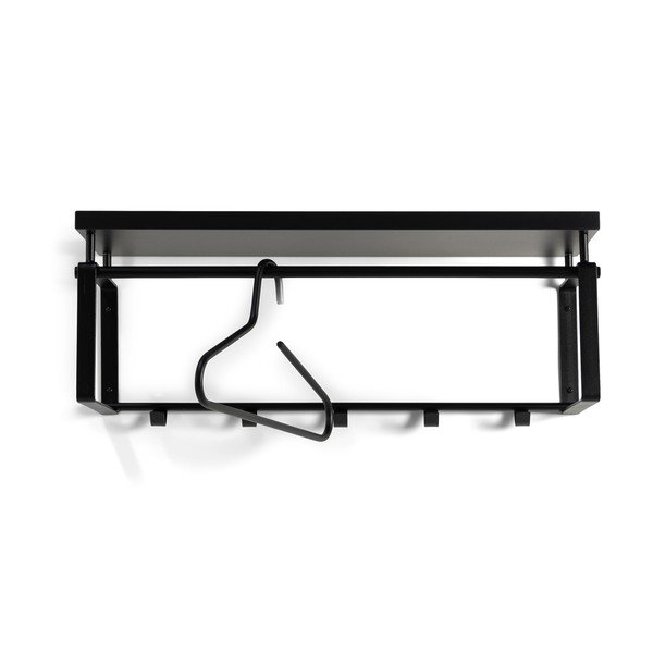 Cuier de perete negru cu raft din metal 70 cm Rex – Spinder Design-image-2