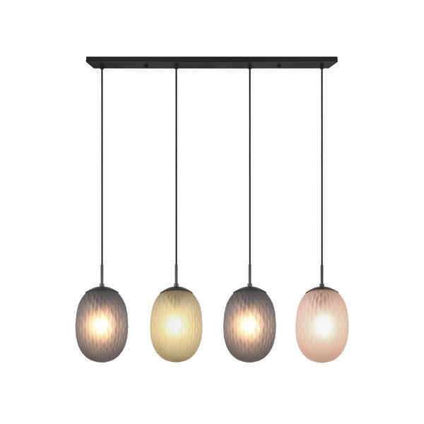 Lustră negru-mat cu abajur din sticlă Facette – Trio-image-4