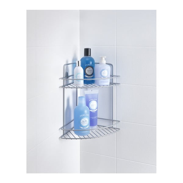 Etajeră de colț cu 2 rafturi pentru baie Metaltex Refl-image-1