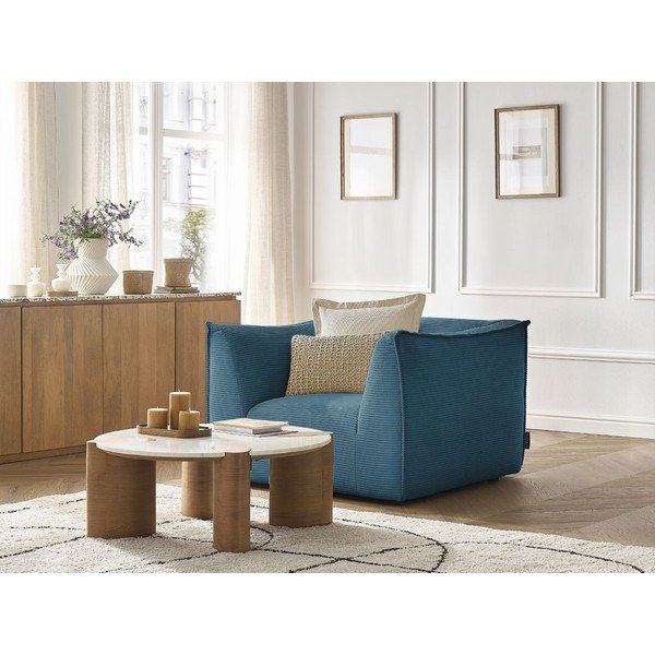 Fotoliu albastru cu tapițerie din catifea reiată Giorgia – Bobochic Paris-image-4