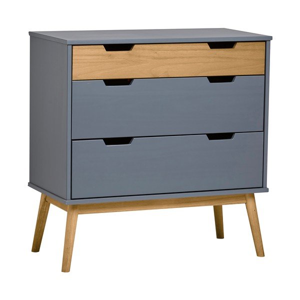 Comodă din lemn masiv de pin Marckeric Baku, înălțime 82 cm, gri-image-2