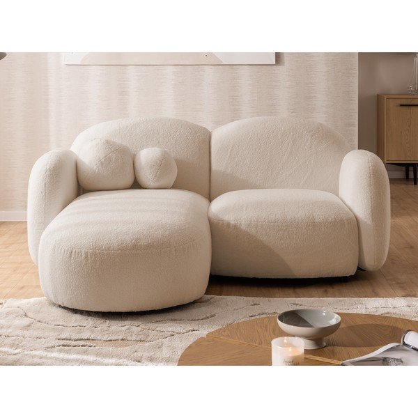 Colțar maro deschis cu tapițerie din țesătură bouclé (cu colț pe partea stângă/cu șezlong) Orbit – Ropez-image-1