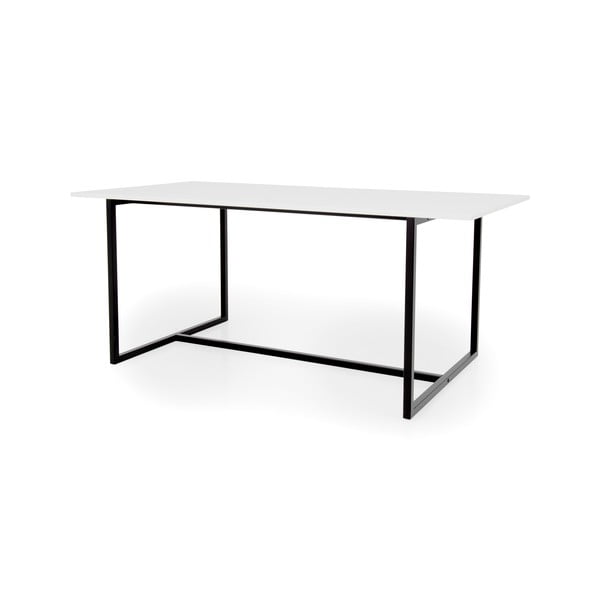 Masă de dining cu structură neagră din metal Tenzo Mello, alb-image-1