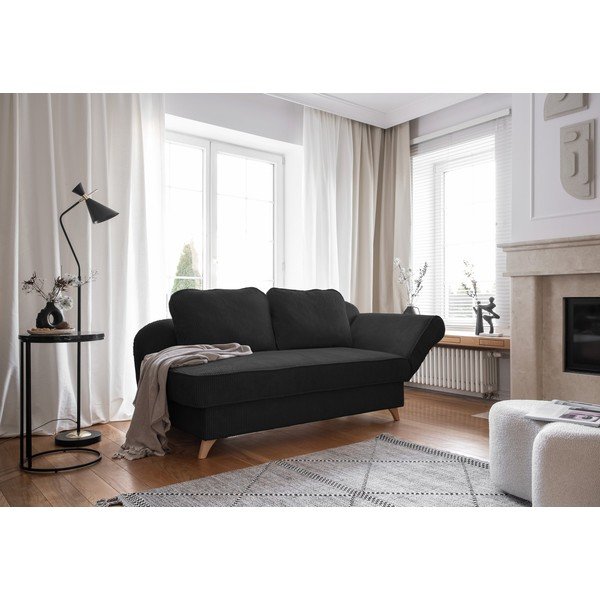 Șezlong gri antracit cu tapițerie din catifea reiată  (cu colț pe partea dreaptă) Chic Charlotte – Miuform-image-4