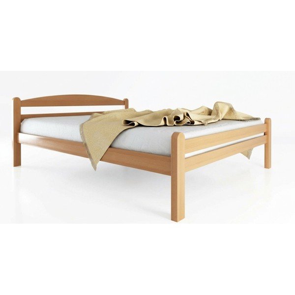 Pat matrimonial în culoare naturală din lemn de fag cu somieră 180x200 cm Bellariva – B.E.S.