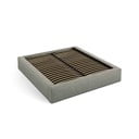 Pat matrimonial verde tapițat cu spațiu de depozitare cu somieră 140x200 cm Simon – Micadoni 