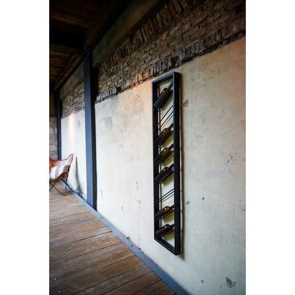 Raft pentru sticle de vin negru pentru perete din metal număr de sticle 8 36x160x6 cm Malbeo – Light & Living-image-2