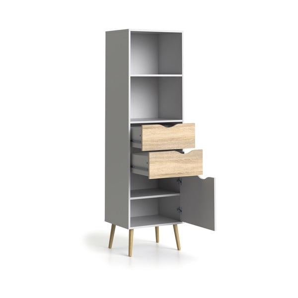 Bibliotecă Tvilum Oslo, 50x171 cm, alb-natural-image-3