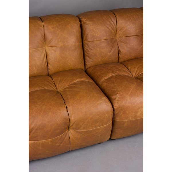 Canapea modulară maro coniac cu tapițerie din piele 264 cm Hackman – Dutchbone-image-1