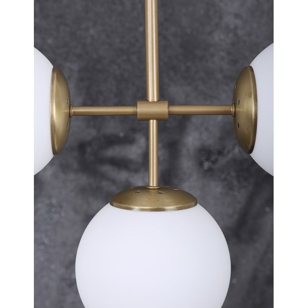 Lustră alb-auriu cu abajur din sticlă ø 15 cm Seagull – Squid Lighting-image-4