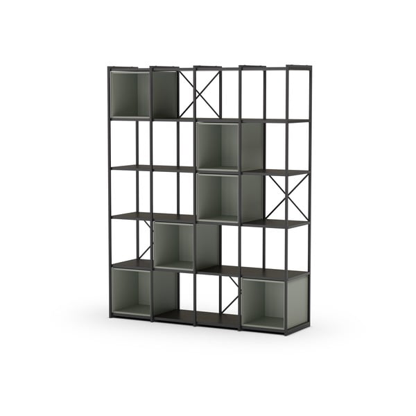 Bibliotecă verde/neagră 140x179 cm Anya – Marckeric-image-2