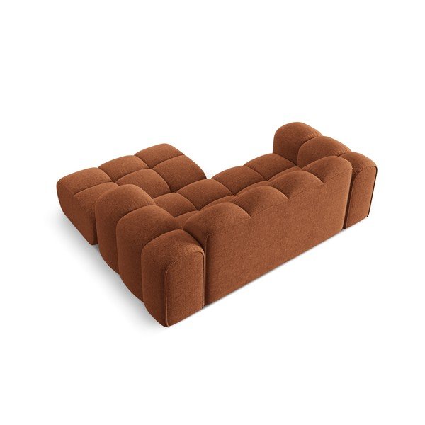 Colțar teracotă cu tapițerie din chenille (cu colț pe partea dreaptă/cu șezlong) Treno – Cosmopolitan Design-image-3