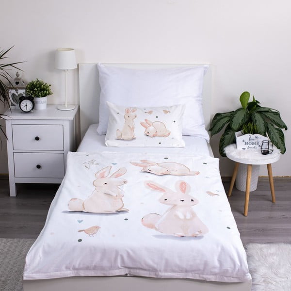 Lenjerie de pat pentru copii din bumbac pentru pătuț 100x135 cm Bunnies – Jerry Fabrics-image-1