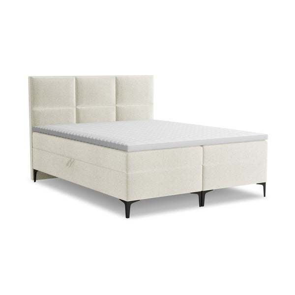 Pat boxspring bej cu spațiu de depozitare 180x200 cm Pakalana – Makamii