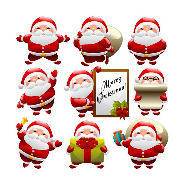Set 9 autocolante Crăciun Ambiance Funny Santa Claus-image-1