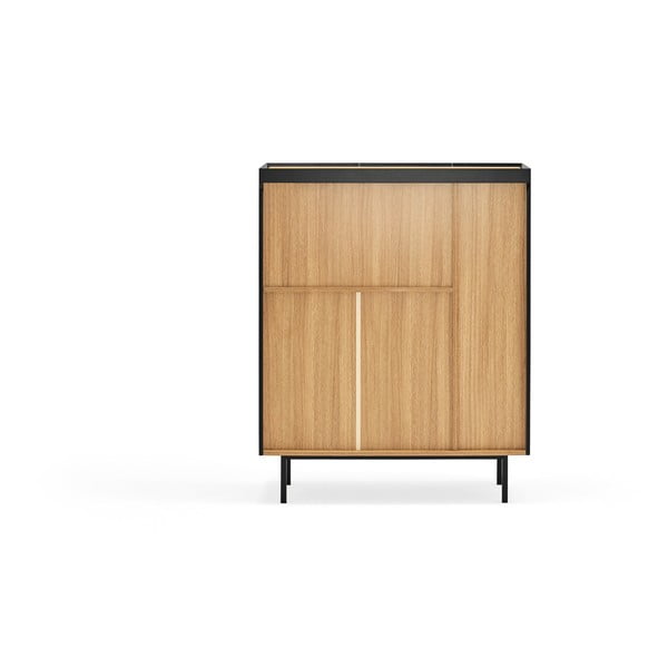 Comodă neagră înaltă cu aspect de lemn de stejar 95x120 cm Arista – Teulat-image-4