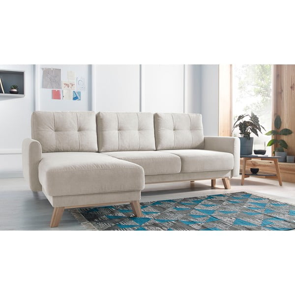 Colțar extensibil cu șezlong pe partea stângă Bobochic Paris Balio Enjoy, bej-image-1