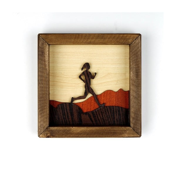 Tablou din lemn Kate Louise Running Woman, 16 x 16 cm