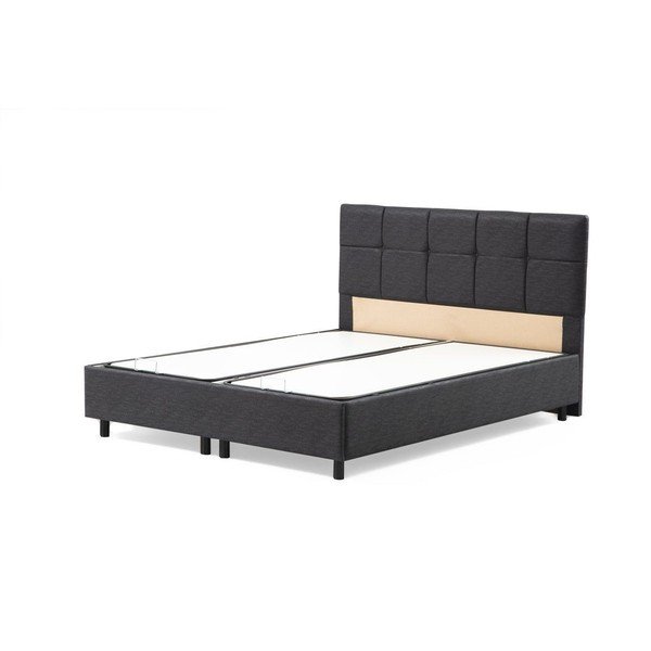 Pat gri antracit tapițat cu spațiu de depozitare cu somieră 120x200 cm Vitalia – Kalune Design