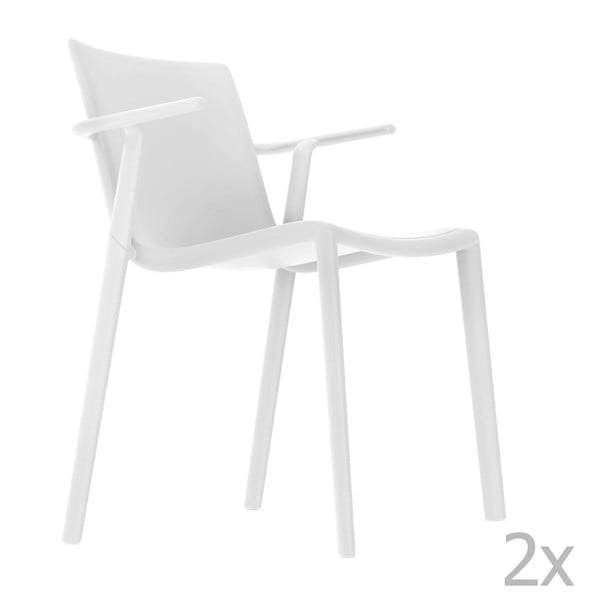 Set 2 scaune grădină, cu cotiere, Resol Kat, alb