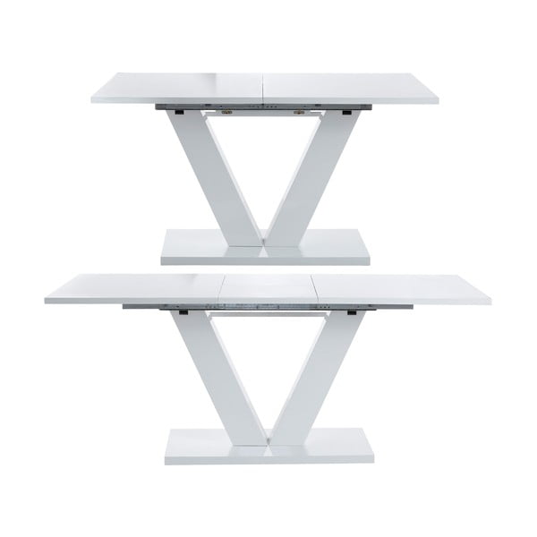 Masă de dining extensibilă cu aspect lucios cu blat suplimentar 90x140 cm Aaron – Støraa-image-2