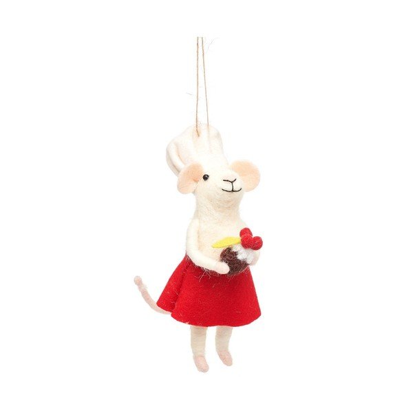 Ornament de Crăciun lucrat manual din lână 14 cm Mary Baker Mouse – Sass & Belle