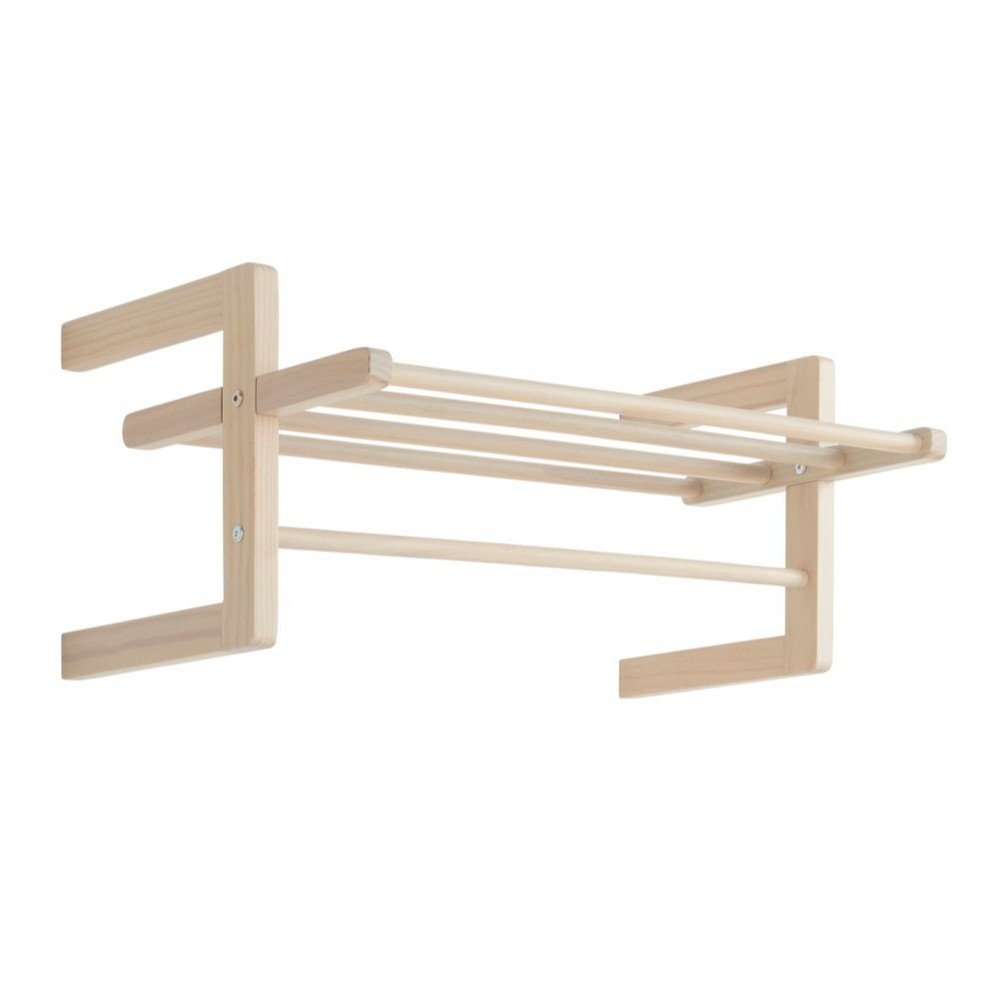 Cuier de perete în culoare naturală deschisă cu raft din lemn de pin 70 cm Eddison – Jotex