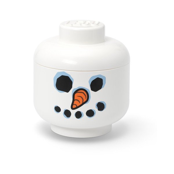 Cutie de depozitare pentru copii  albă din plastic ø 24x27 cm Head Snowman L – LEGO®
