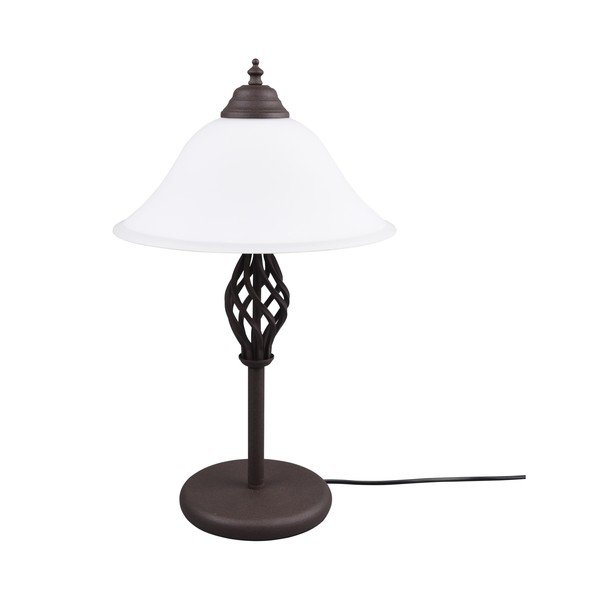 Veioză maro închis cu abajur din sticlă (înălțime 50 cm) Rustica – Trio