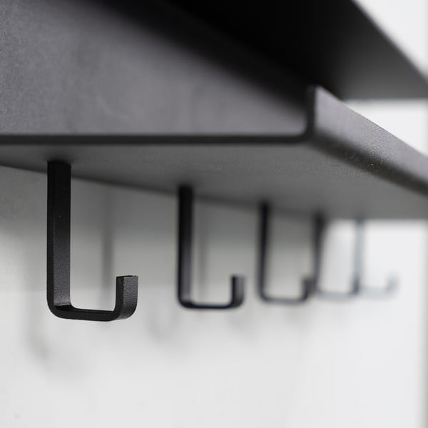 Cuier de perete negru cu raft din metal 50 cm Easy – Spinder Design-image-3