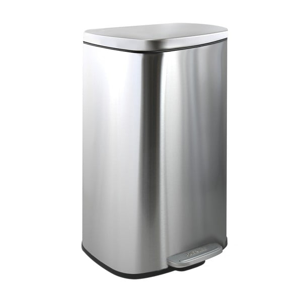 Coș de gunoi argintiu mat cu pedală din oțel 50 l   Akira – Spirella