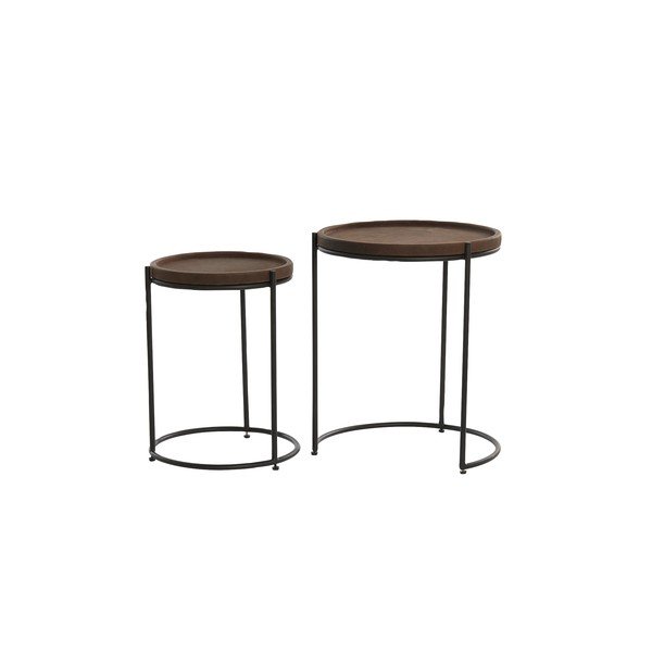 Măsuțe auxiliare  rotunde din piele 2 buc.  ø 53 cm Jairo – Light & Living-image-4