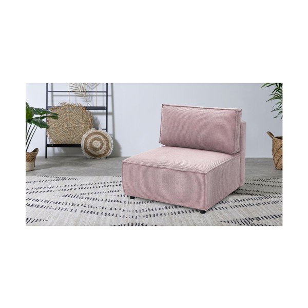 Modul pentru canapea roz deschis cu tapițerie din catifea reiată  (de mijloc) Nihad modular – Bobochic Paris-image-1