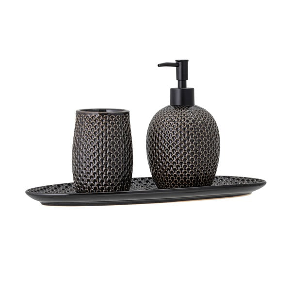 Set de accesorii de baie gri din gresie ceramică Hrin – Bloomingville