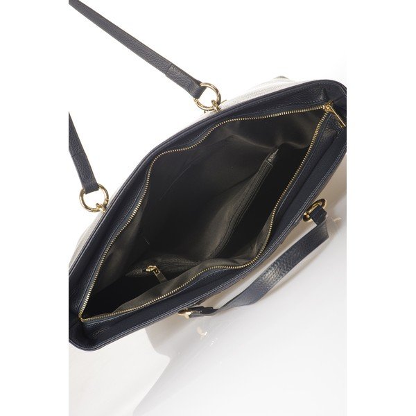 Geantă din piele Federica Bassi Elisa, albastru-image-3