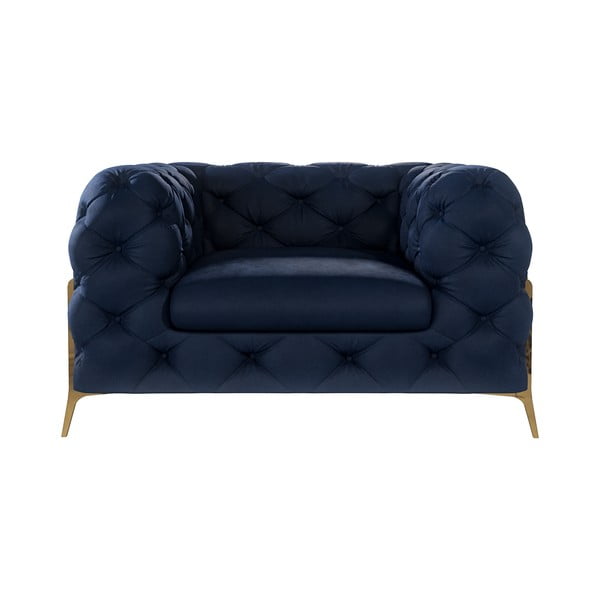 Fotoliu albastru închis cu tapițerie din catifea Chelsea Bis – Ropez-image-2