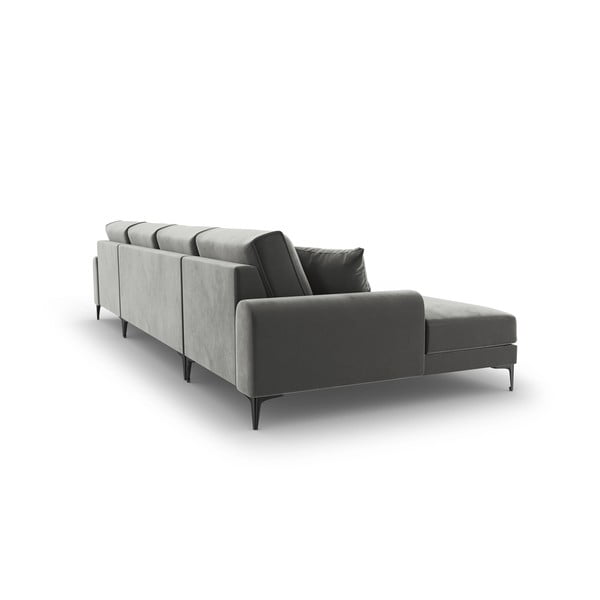 Canapea în formă de U din catifea Mazzini Sofas Madara, gri deschis-image-3