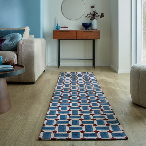 Covor tip traversă albastru 60x230 cm Lennox Geometric – Flair Rugs-image-1