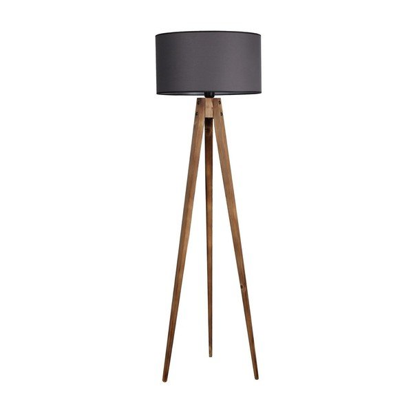 Lampadar negru/maro cu abajur textil (înălțime 153 cm) Tripod – Opviq lights
