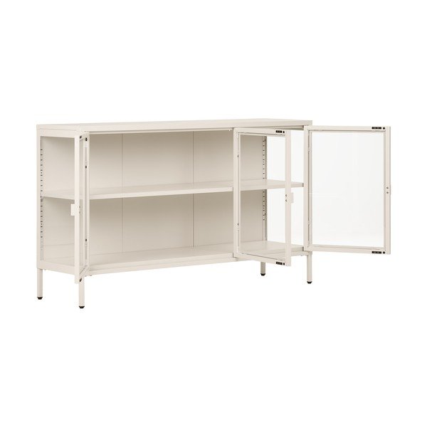 Vitrină crem din oțel 140x85x40 cm Brisbane – House Nordic-image-3