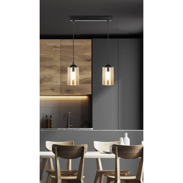 Lustră neagră cu abajur din sticlă 10x34 cm Bistro – Candellux Lighting-image-1