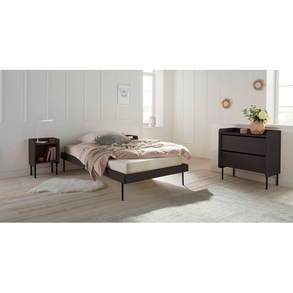 Comodă neagră înaltă cu aspect de lemn de stejar 80x82 cm Wrap – Bonami Selection-image-1