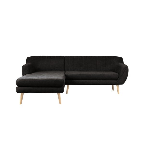 Colțar cu șezlong pe partea stângă Mazzini Sofas Sardaigne, negru